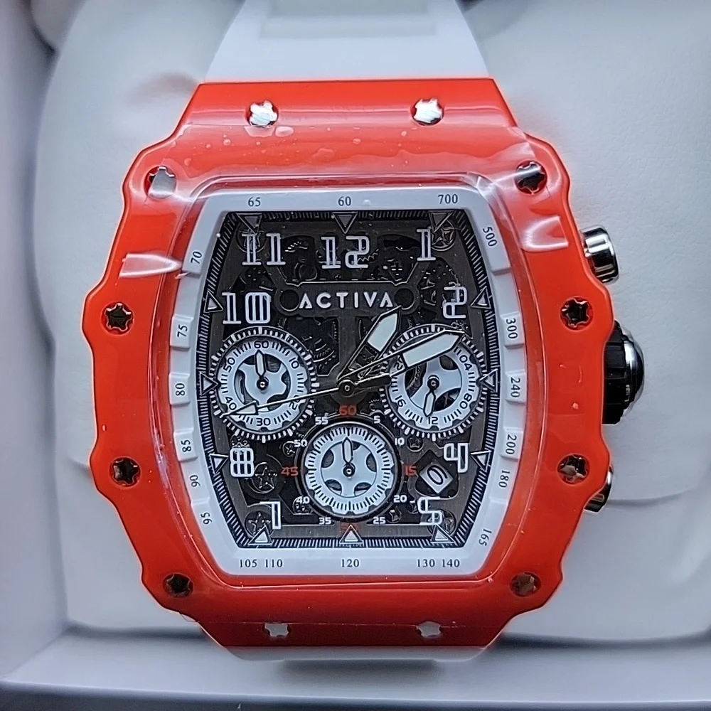 Activa Essentials ACW2305-022 Men's Watch Skeleton 44.3mm Red White Chronograph